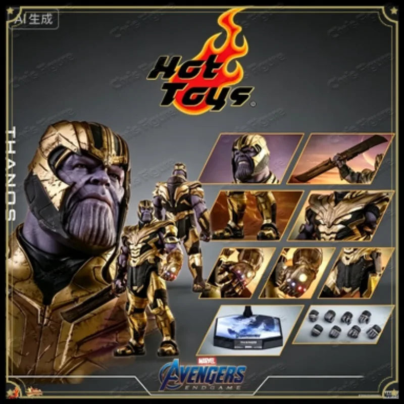 En existencia, Figura de acción articulada original HotToys HT Marvel MMS529 Avengers 4 Thanos 3.0, adorno coleccionable