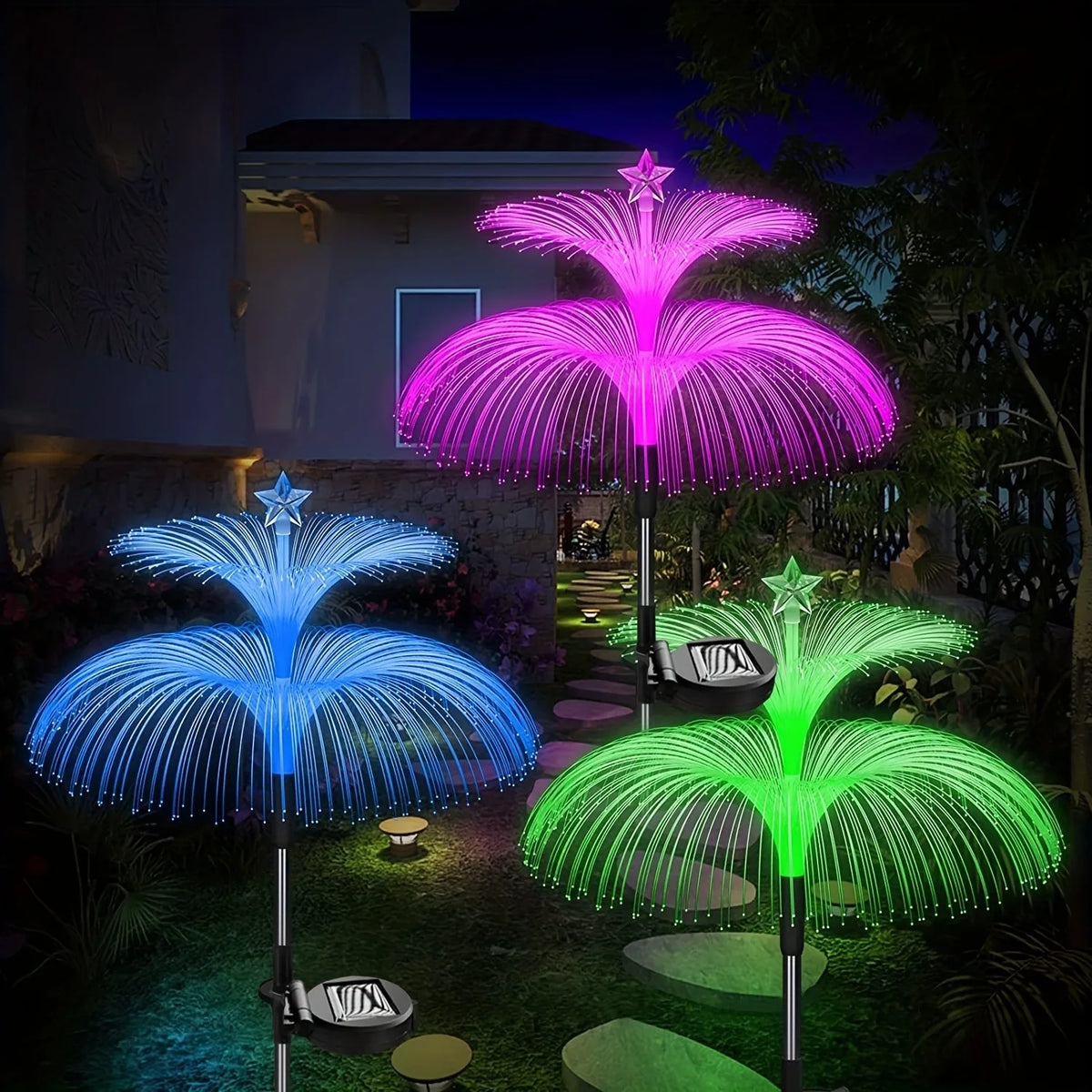 Luces solares para jardín al aire libre, 7 colores, estaca Solar Variable, luces de caña de medusas, luces solares que cambian de Color para exteriores, 1 ud.