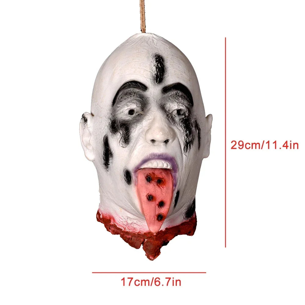 Decoración de Halloween casa embrujada Horror pelo largo cabeza simulada Ghos colgante accesorios de Halloween habitación Escape colgante con cuentas