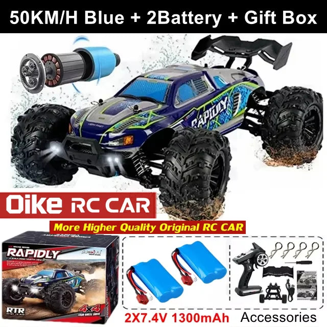 Coche teledirigido Oike 4WD 1:16 80 km/h super sin escobillas 50 km/h con escobillas, 4x4 todoterreno, camión de carreras de alta velocidad, buggy de juguete