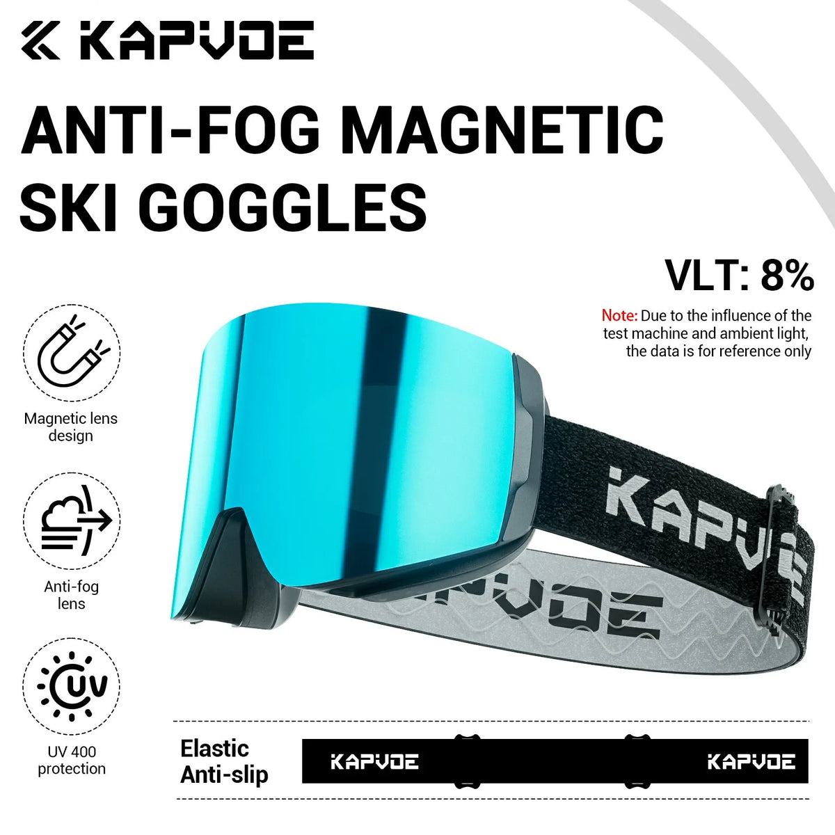 KAPVOE Gafas de nieve magnéticas Protección UV antivaho de doble capa para esquiar Snowboard Claridad de alta definición Esquí unisex