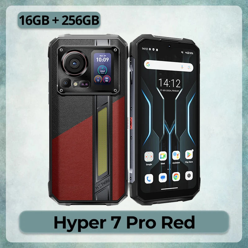 HOTWAV Hyper 7 Pro 5G Dimensity 7050 Octa-core Rugged Phone 200MP + 32MP + 24MP Camera Android 14 6.6'' 120Hz 2.4K Display 1.45'' Second Screen Smartphone 16GB RAM 256GB ROM 10800mAh Massive Battey 33W Fast Charging Cell Phon