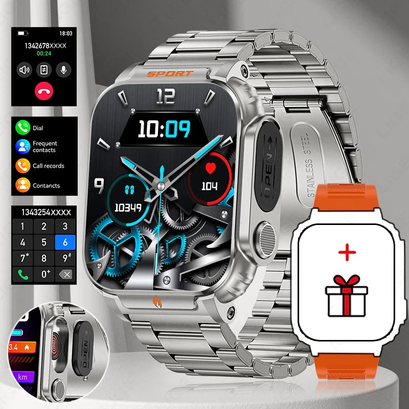 LIGE New Outdoor 1.95' HD Screen Smart Watch Men 500mAh Battery Sports Watches Bluetooth Call Sports Health Monitor Smartwatch