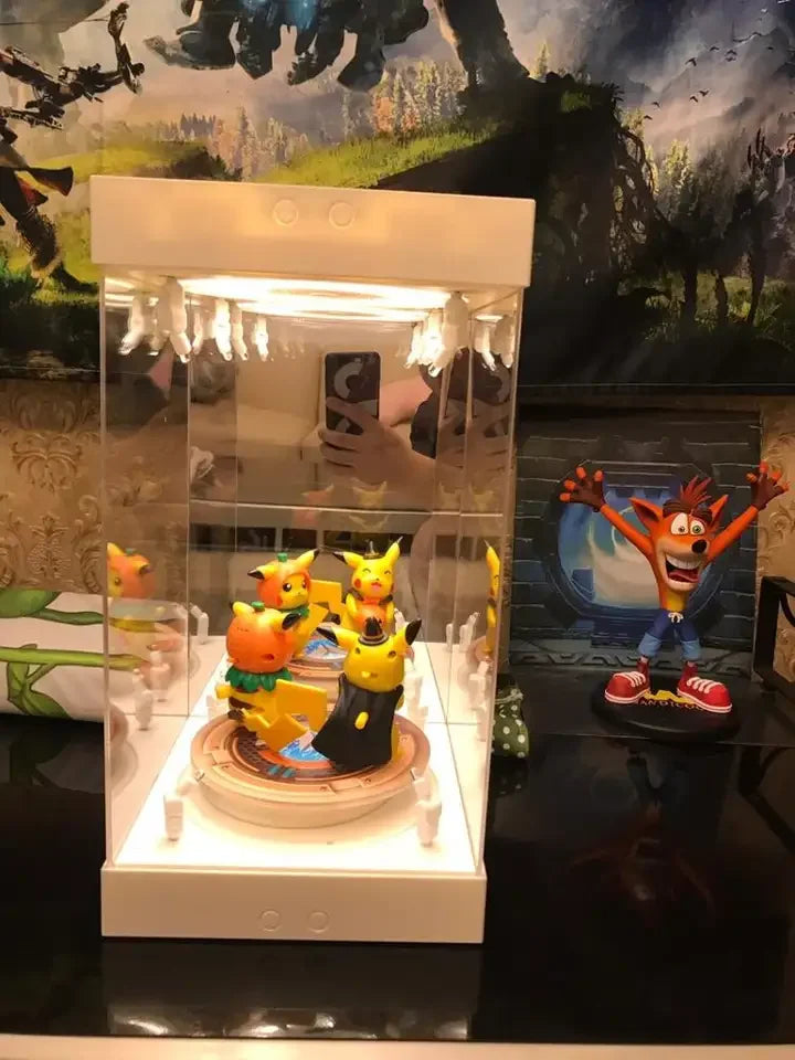 Vitrina de exhibición giratoria con iluminación LED para figuras de acción coleccionables de 12" (1/6) con fondo de espejo