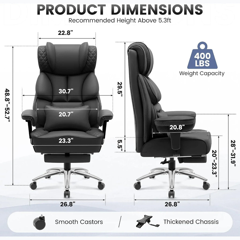 Diagrama de silla de oficina negra: dimensiones, capacidad de peso y altura