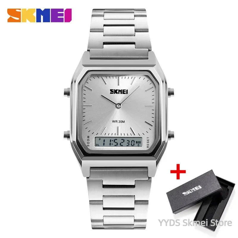 Reloj digital de cuarzo SKMEI para hombre, deportivo, cronógrafo, resistente al agua, de acero inoxidable, a prueba de golpes, reloj de pulsera para hombre 1220 Reloj Hombre