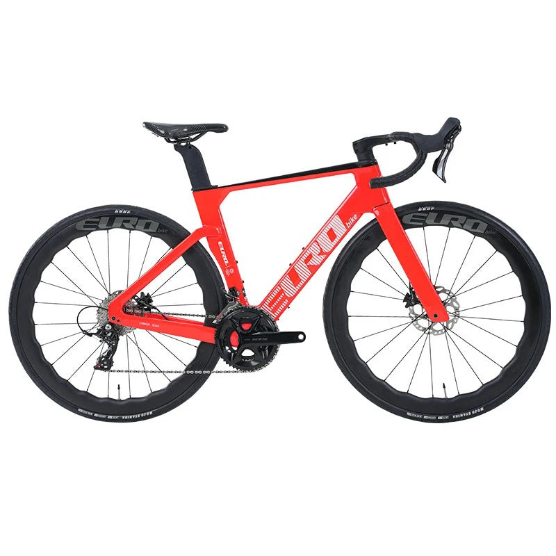 Bicicleta de carretera de fibra de carbono, grupo 105, 24 velocidades, frenos de disco hidráulicos, 8.8 kg, bicicleta de carretera para estudiantes, diseño aerodinámico, bicicleta de carreras con doble freno de disco