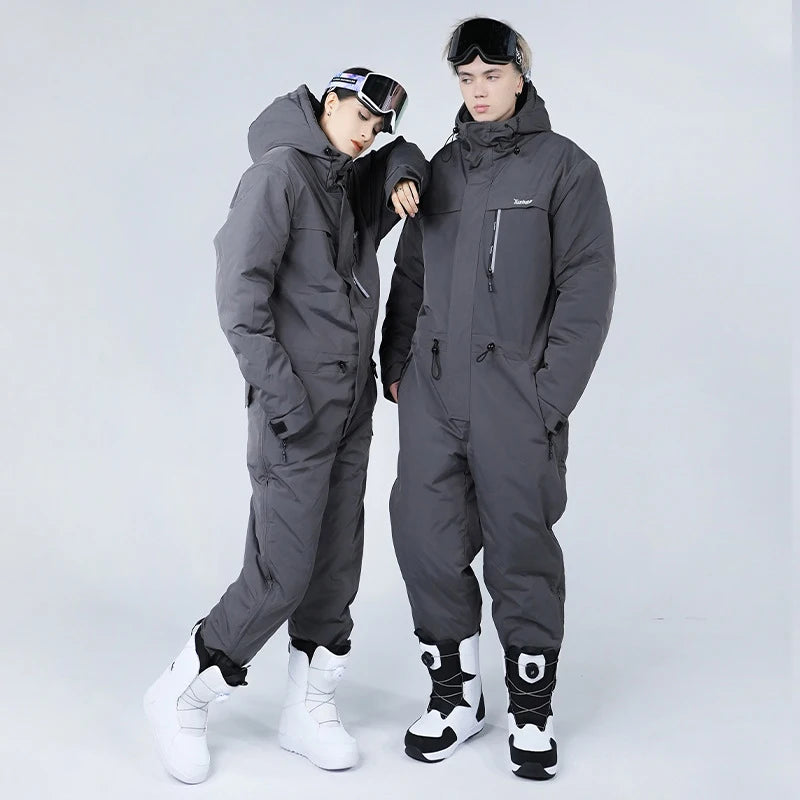 Traje de motociclismo de invierno, mono de esquí a prueba de frío, impermeable al aire libre, a prueba de viento, ropa de pesca integrada cálida y gruesa