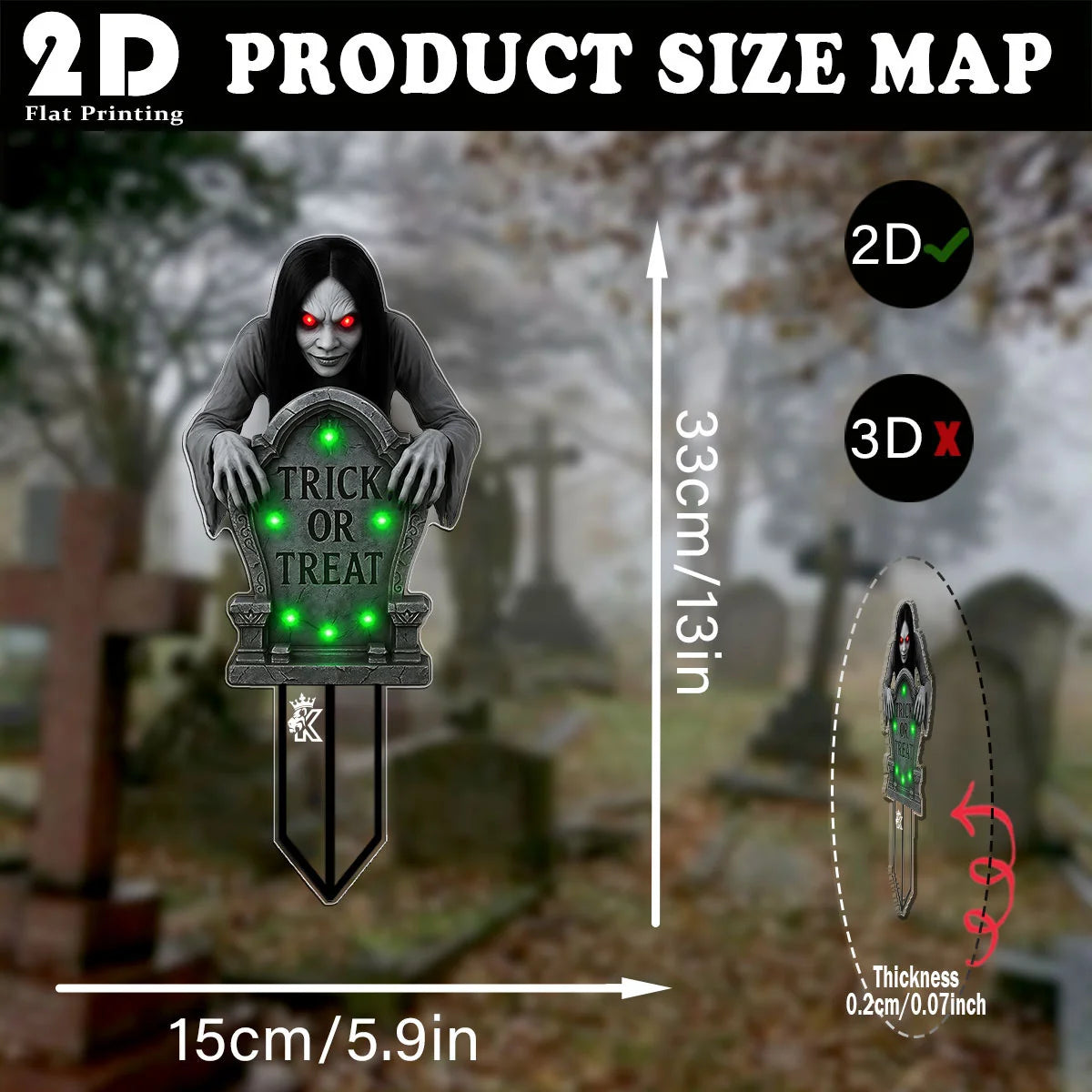 Adorno de fantasma femenino de terror con linterna de Halloween, decoración espeluznante de acrílico 2D para insertar en el jardín, decoración DIY para el hogar y exteriores, regalo