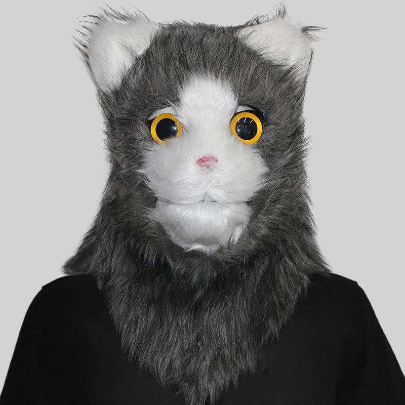 Máscara de zorro de felpa con boca móvil para Halloween, máscaras de cabeza completa de perro y Lobo, máscara de Animal realista, accesorios de disfraces de fiesta de Halloween