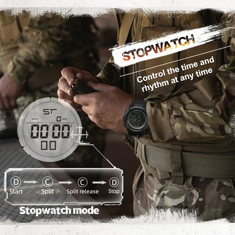 Reloj digital para hombre NORTH EDGE, estilo militar, hora mundial, alarma, cronómetro deportivo, sumergible 50 M, reloj de pulsera para hombre 2022