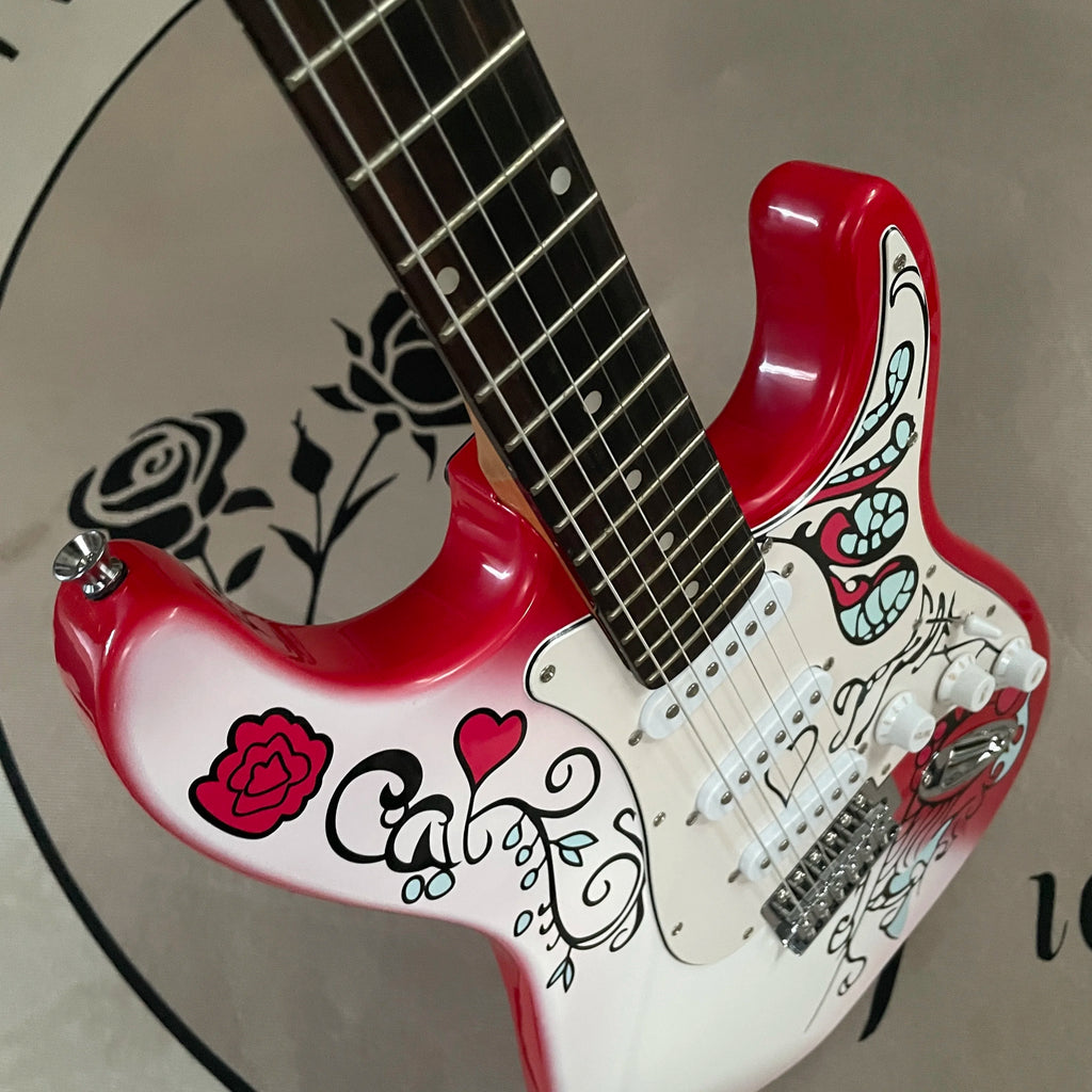Guitarra eléctrica de 6 cuerdas, guitarras sss, guitarra eléctrica con gradiente rojo y blanco