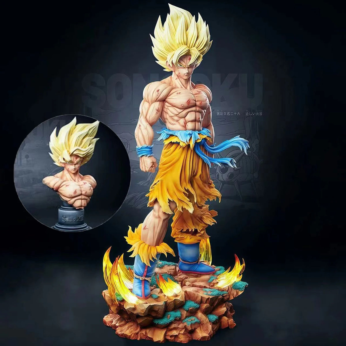 Estatua Jt Dragon Ball Z Son Goku figura cabezas reemplazables Base Led Super Saiyan Goku figuras de acción colección modo juguetes regalos