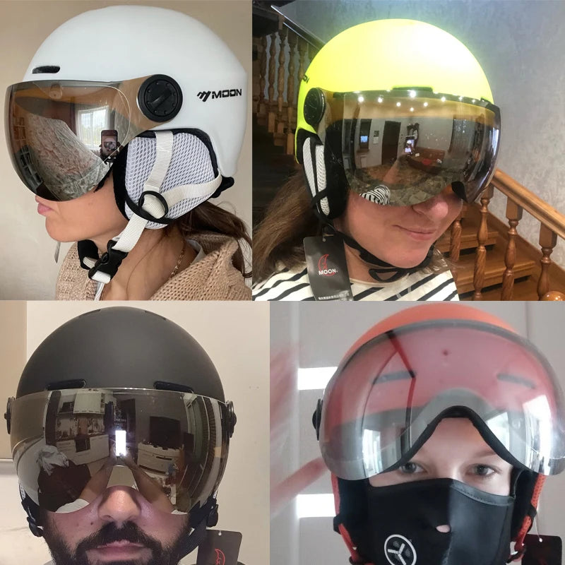 Casco de esquí MOON moldeado integralmente PC + EPS casco de esquí de alta calidad gafas deportes al aire libre esquí Snowboard monopatín cascos para hombre