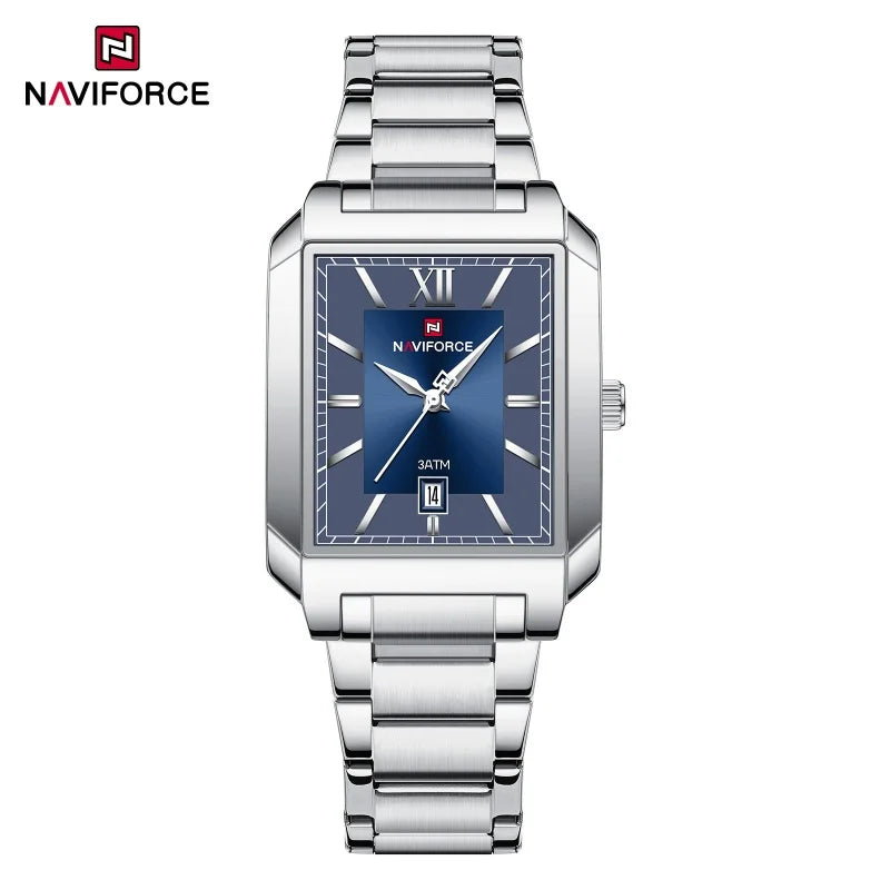 New NAVIFORCE Men's 3ATM Waterproof Anniversary Quartz Watch Fashion Watches Date Display Stainless Steel Strap Male Gift Watch