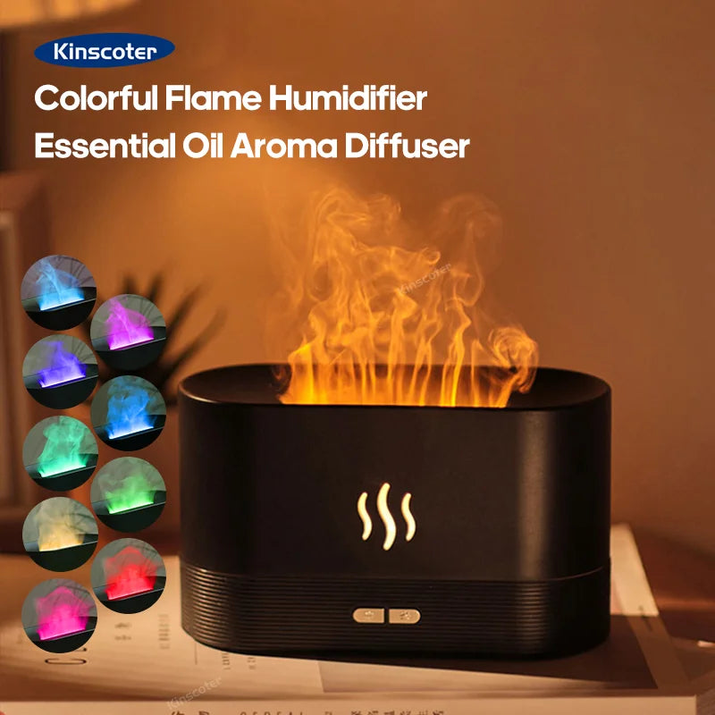 Difusor de Aroma Kinscoter, humidificador de aire, máquina de niebla ultrasónica, nebulizador, lámpara de llama de aceite esencial Led, Difusor