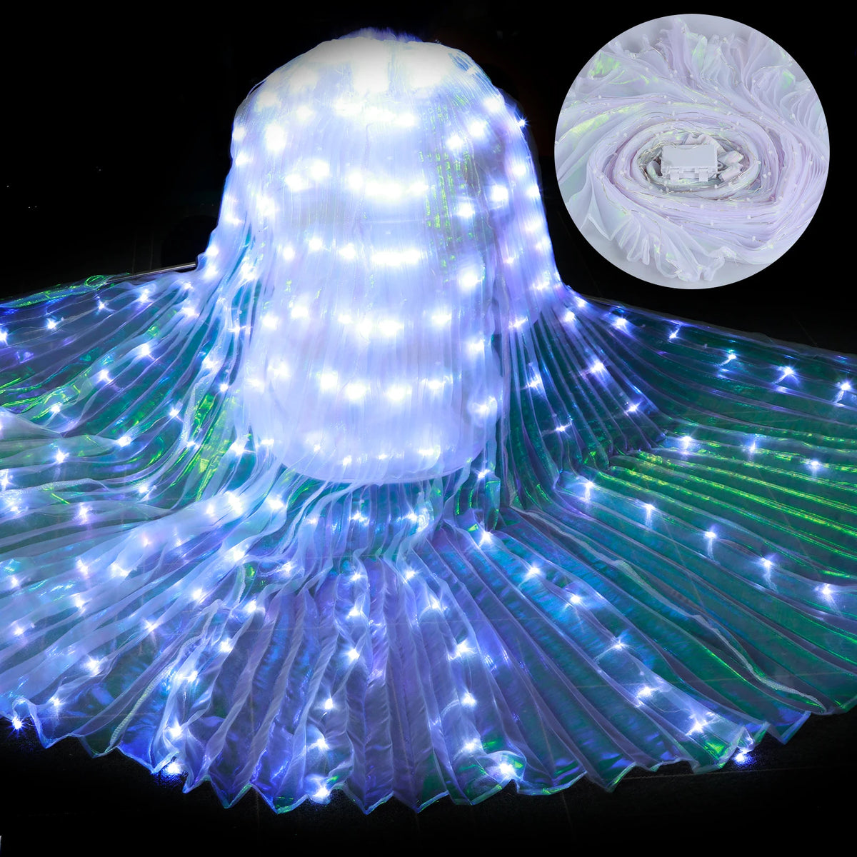 Capa de alas de hadas LED para adultos y niños, bailarines, alas de mariposa luminosas coloridas, actuación de danza del vientre, accesorio para fotografía de fiesta en escenario