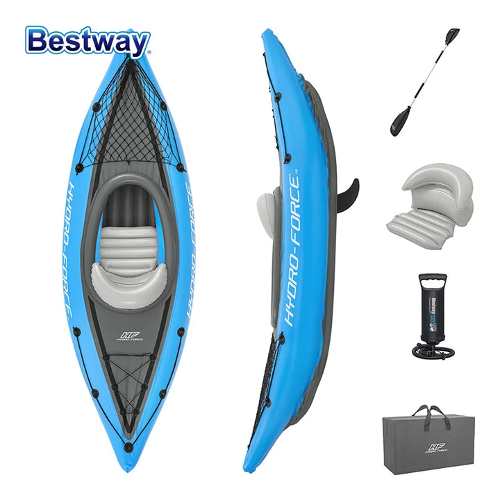 Kayak Inflable Profesional Bestway 65131/65115 - Material de PVC Resistente, Portátil, Ligero, Fácil de Montar, Estable