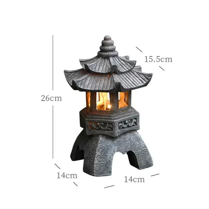 Lámpara Solar Decorativa de Jardín con Forma de Pagoda Zen, Farol Chino de Piedra, Lámpara de Palacio para Exteriores, Adorno de Patio