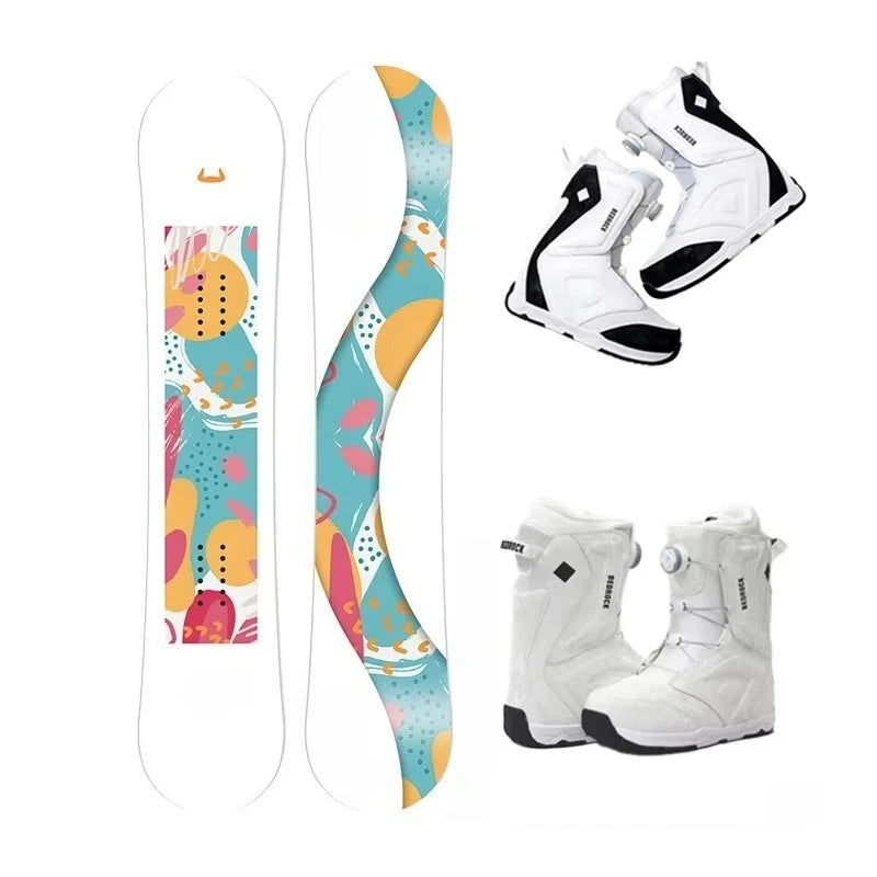 Kit de Snowboard All Mountain con Botas, Núcleo de Álamo con Fibra de Carbono, Set de Freestyle y Carving para Adultos