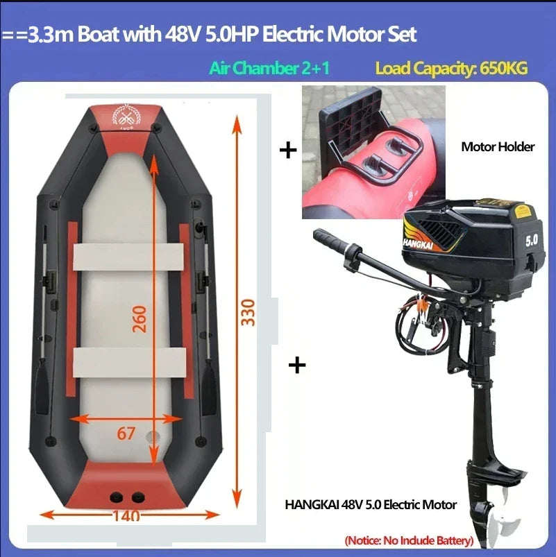 Bote de Pesca Inflable de PVC Multitamaño con Motor, para una Persona, 0.7mm de Grosor, Resistente al Desgaste, Kayak, Canoa