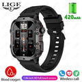 LIGE Nuevo Reloj Inteligente Pantalla de 1.96 Pulgadas 420 mAh Llamada Bluetooth Asistente de Voz Reloj Deportivo Fitness Reloj Inteligente Impermeable para Hombre