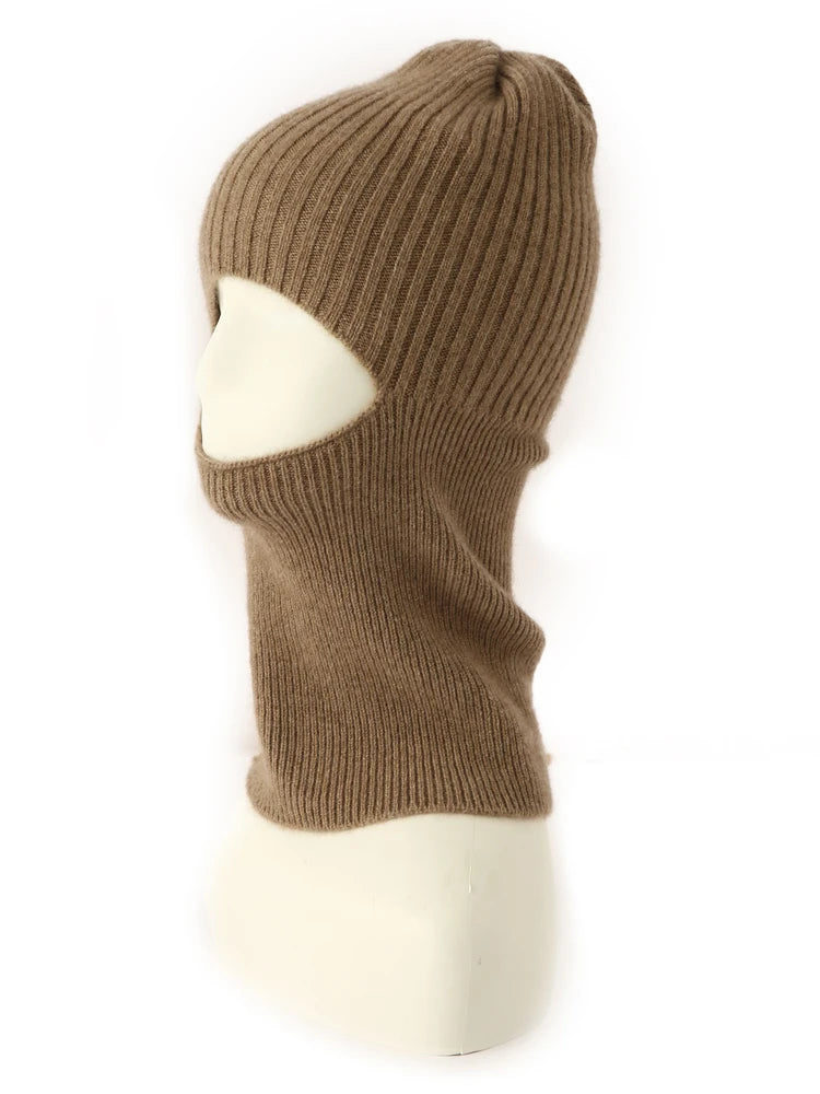 100% pasamontañas de punto de cachemira pura, bufanda, sombreros elegantes, gorros para mujeres y hombres, capucha de invierno, gorros cálidos para el cuello, Unisex