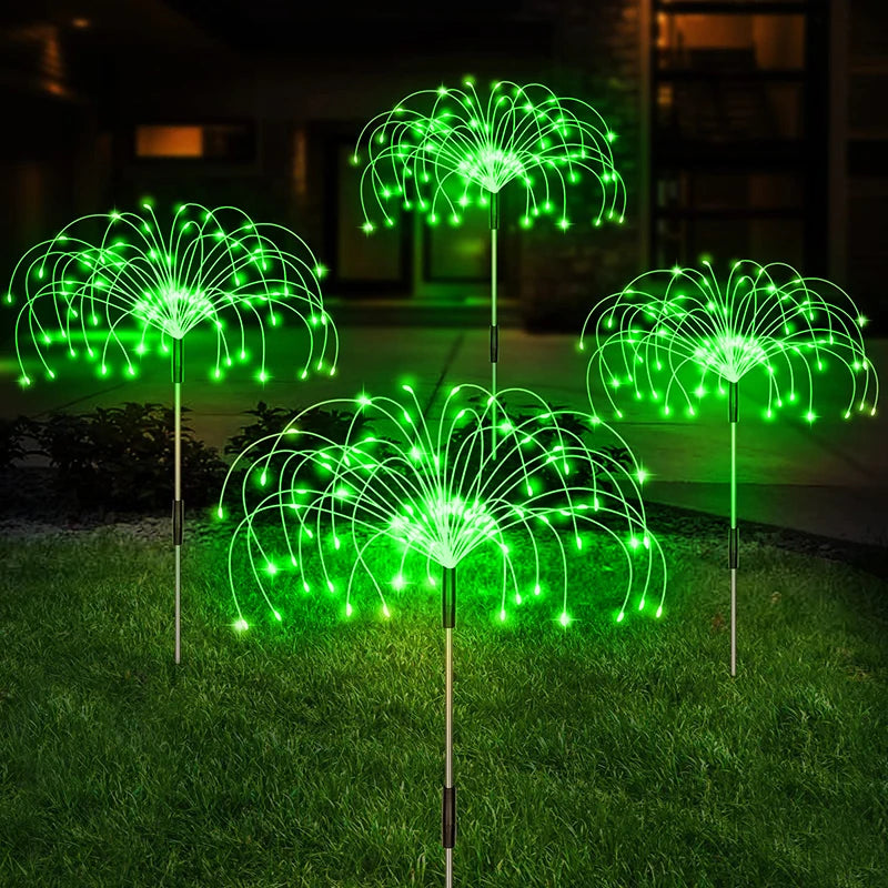Lámpara solar LED de fuegos artificiales, decoración de jardín para exteriores, luces de hadas para senderos, luces solares impermeables para Navidad, patio, balcón y césped