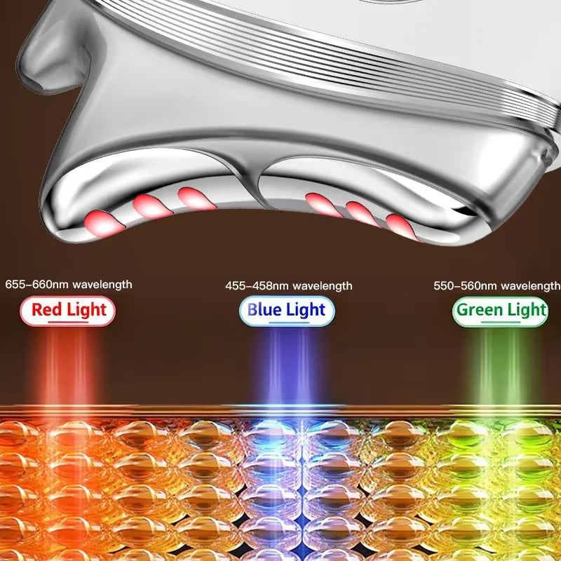 Masajeador Facial y de Cuello 4 en 1 con Tecnología EMS, Microcorriente, Luz LED y Vibración, Herramienta Portátil para el Cuidado de la Piel, Reafirmante y Antienvejecimiento
