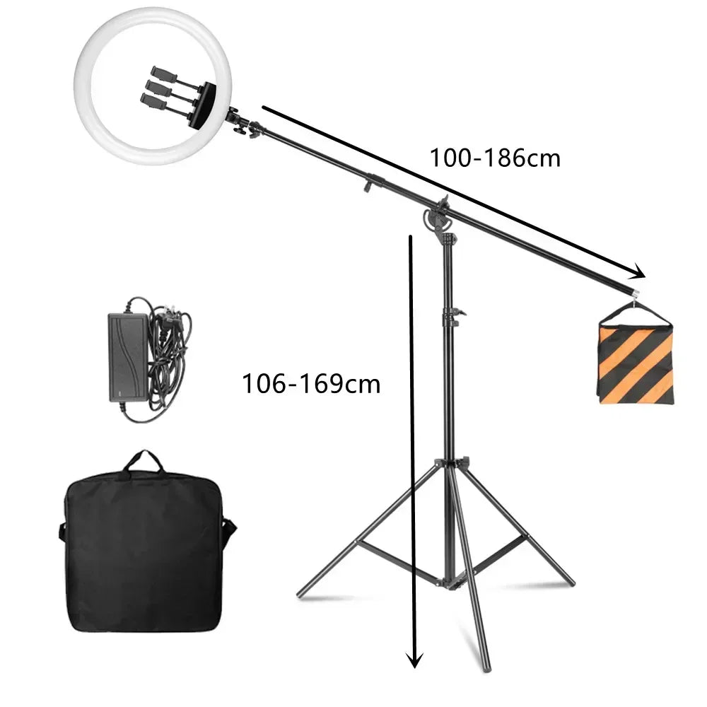 Luz de fotografía SH de 45 cm y 18 pulgadas, lámpara LED para selfies con carga USB y trípode, regulable, para estudio fotográfico