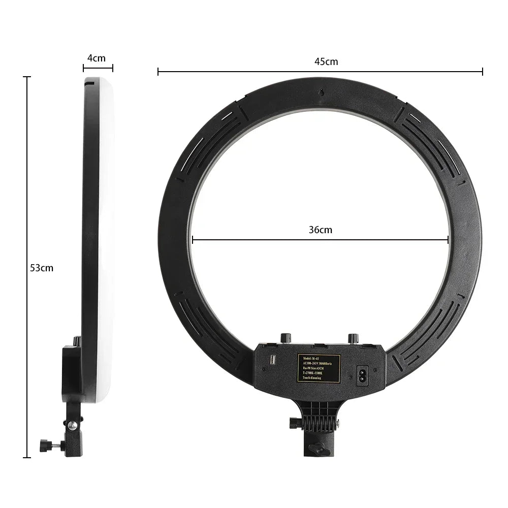 Anillo de Luz LED RGB para Selfies con Trípode, 11 Estilos, 18 Pulgadas (45 cm), Recargable por USB, Regulable, para Estudio Fotográfico