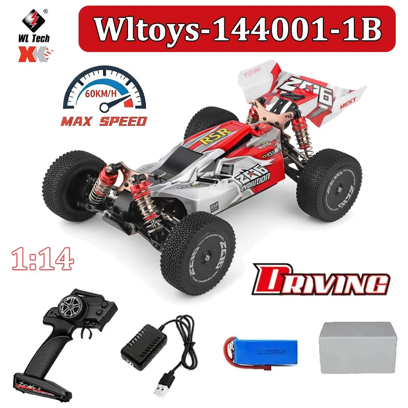 WLtoys 144016 124017 Serie 75KM/H 2.4G Coche RC sin escobillas 4WD Eléctrico de Alta Velocidad Todoterreno Juguetes de Control Remoto para Derrape para Niños