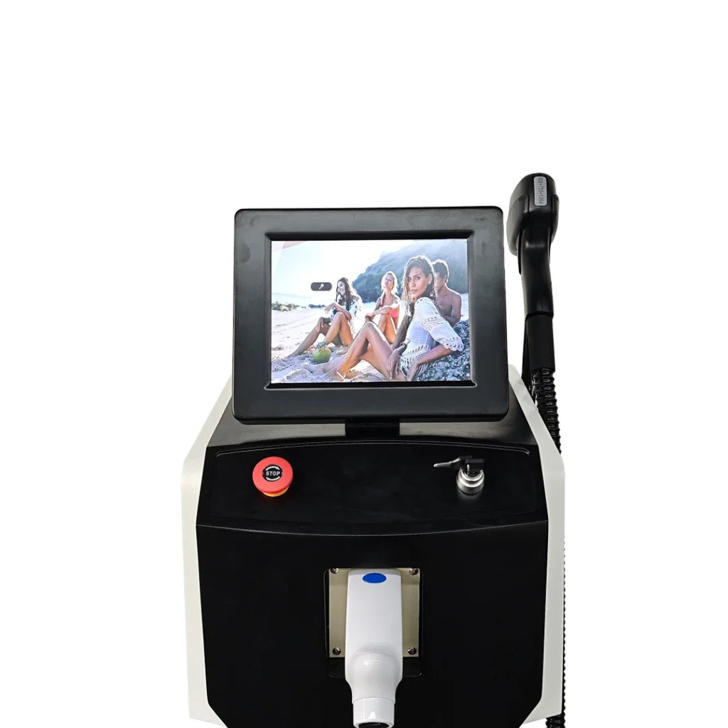 Máquina de depilación láser con diodo de 4 longitudes de onda, con sistema de enfriamiento por hielo, indolora y adecuada para todo tipo de piel, para el rostro, el cuerpo y la zona del bikini.