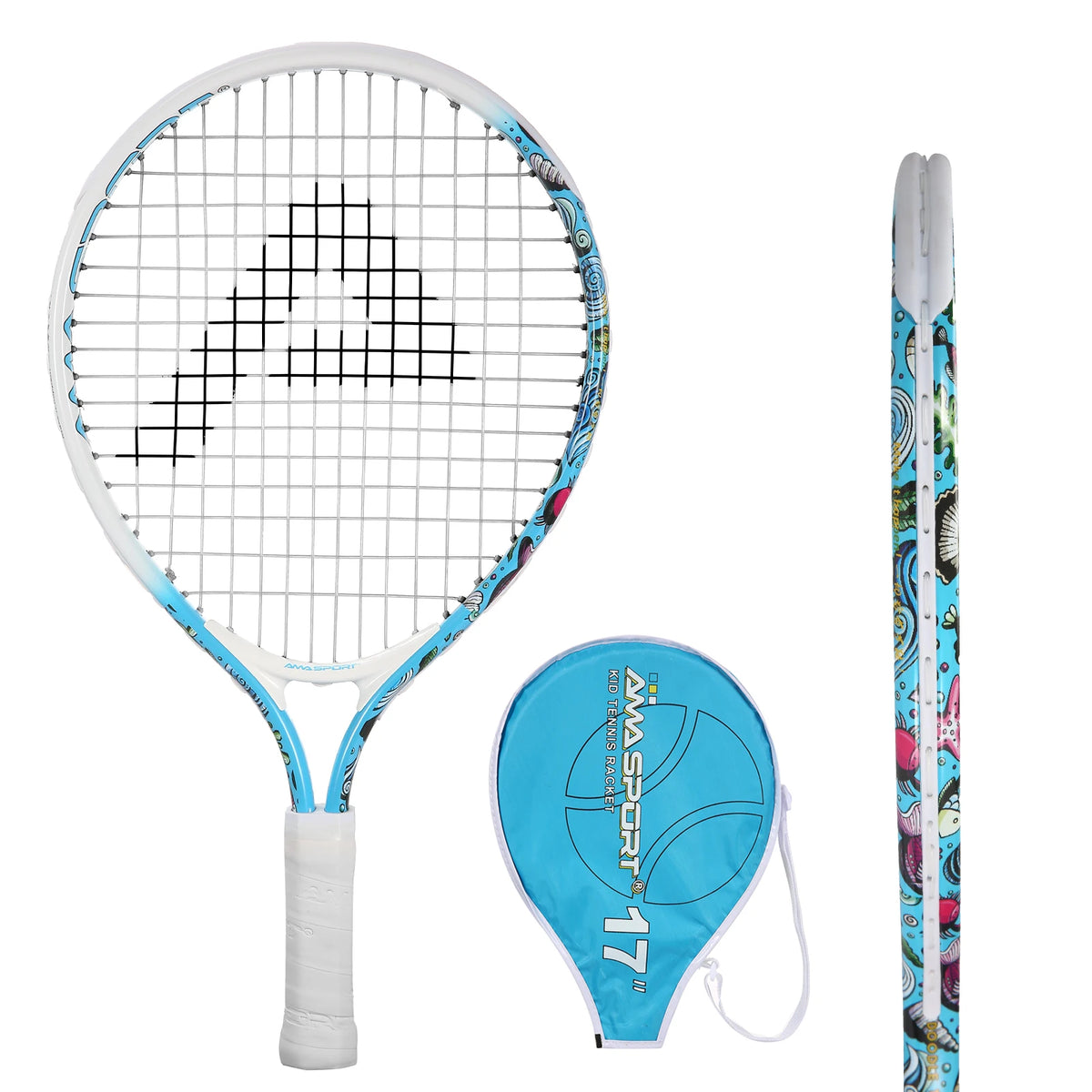 Raquetas de tenis AMASPORT para niños pequeños de 17 pulgadas con bolsa de cubierta para raqueta de tenis para niñas y niños