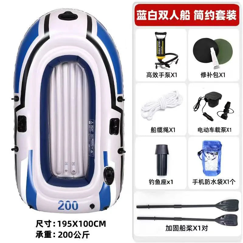 Bote Inflable Resistente para Pesca, Kayak de PVC Reforzado, Dinghy para Exteriores, Bote para Natación y Pesca con Cebo