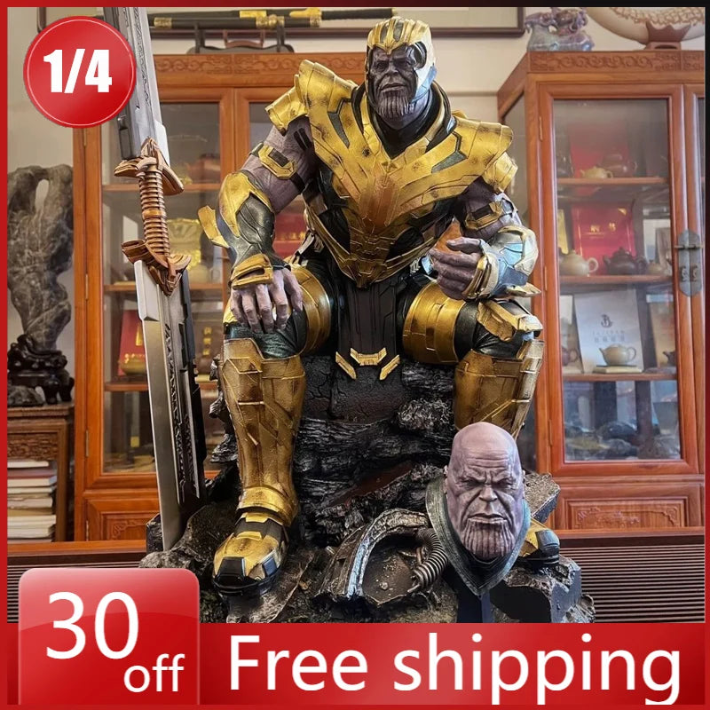 1/4 Figura de Los Vengadores Thanos en postura sentada, modelo de anime de resina con succión magnética, adorno de escritorio, decoraciones, juguetes para niños