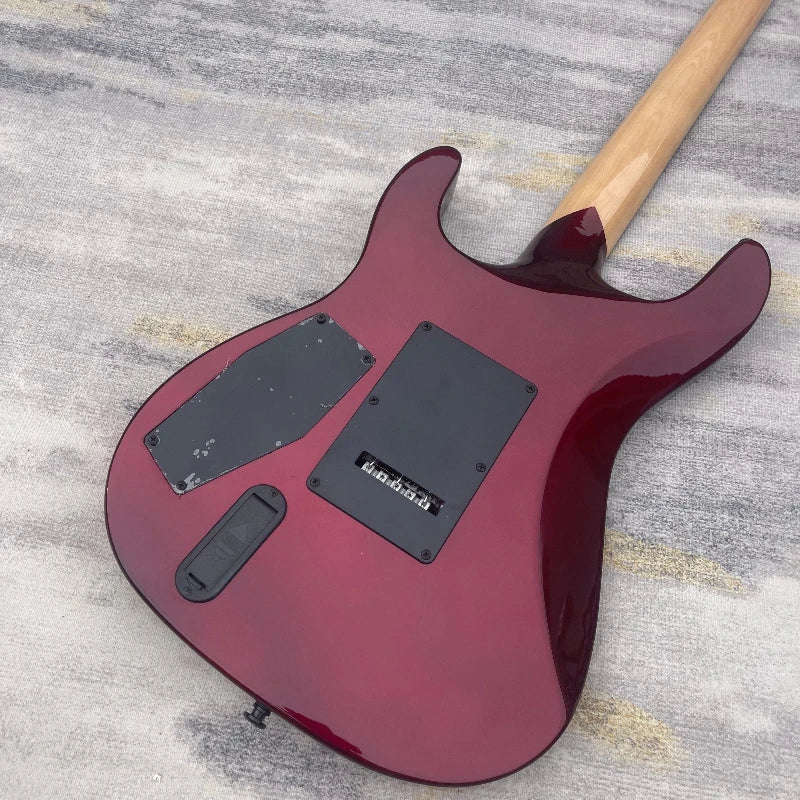 Guitarra Eléctrica STSS de Alta Calidad con Acabado Rojo Metálico, Doble Pastilla, Doble Bloqueo de Trémolo, Guitarra de Rock Metálica, Entrega Incluida