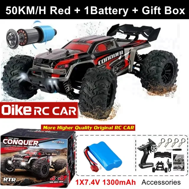 Coche teledirigido Oike 4WD 1:16 80 km/h super sin escobillas 50 km/h con escobillas, 4x4 todoterreno, camión de carreras de alta velocidad, buggy de juguete