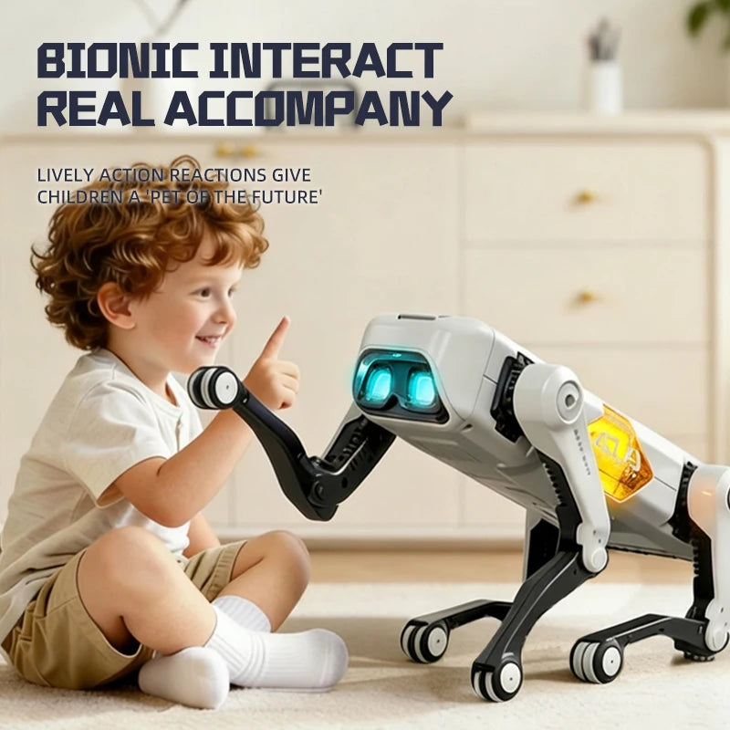 Perro robot biónico inteligente con control remoto, juguete eléctrico para niños con control dual por voz y aplicación, regalo de Navidad