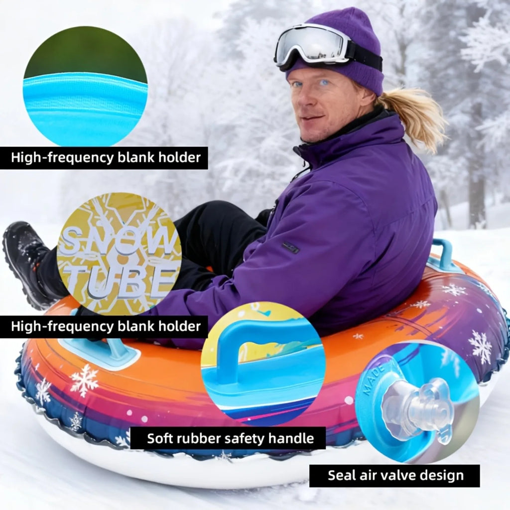 2 unidades de trineo de nieve inflable de PVC plegable iridiscente, tubo de esquí resistente, tobogán de invierno para exteriores, equipo familiar para esquiar en la nieve.