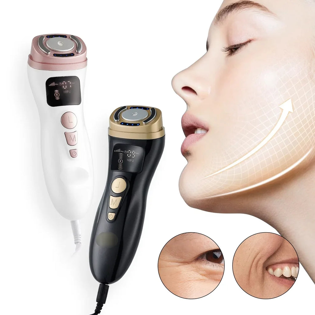 Mini Máquina HIFU, Dispositivo Ultrasónico RF EMS HIFU para Lifting Facial, Tensado de la Piel, Masajeador Antiarrugas para Rostro, Barbilla, Cuello y Ojos, Uso Doméstico