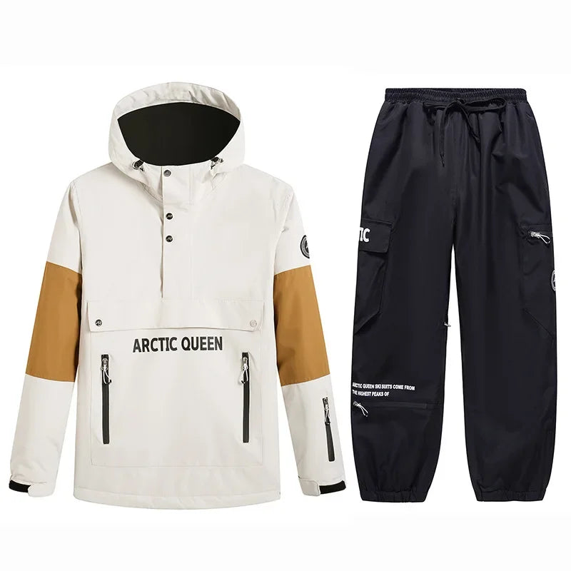 Conjuntos de Trajes de Nieve para Hombre y Mujer, Ropa de Snowboard, Ropa de Invierno para Exteriores, Sudadera con Capucha, Traje Impermeable, Chaqueta de Esquí + Pantalones
