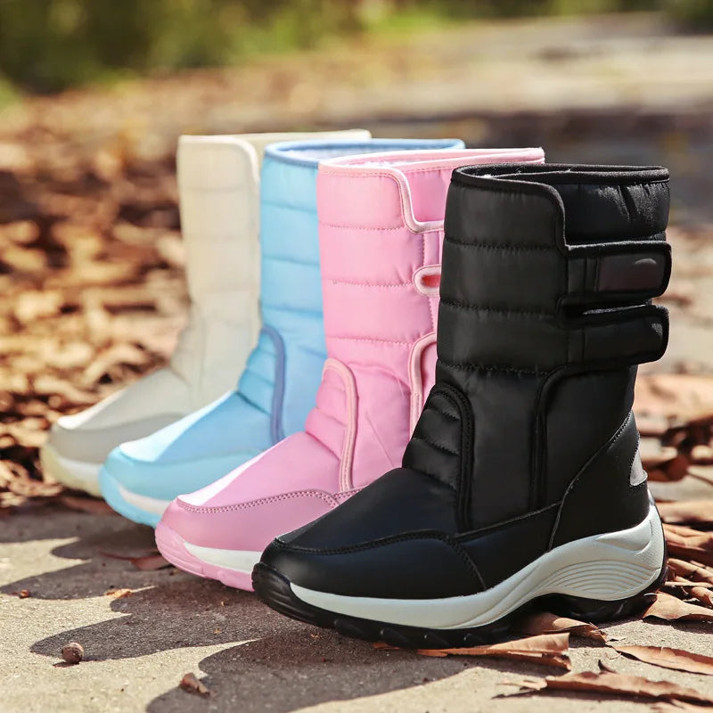 CINESSD 2023 nuevas botas de nieve cálidas de invierno botas de algodón impermeables para exteriores para mujer botas altas cálidas y cómodas de felpa para mujer