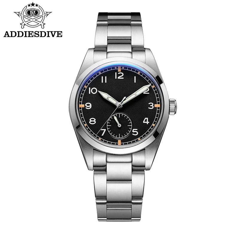 Reloj de lujo para hombre ADDIESDIVE, movimiento japonés VH31, resistente al agua 10 bares, brazalete de acero inoxidable, reloj de cuarzo para hombre con luz nocturna