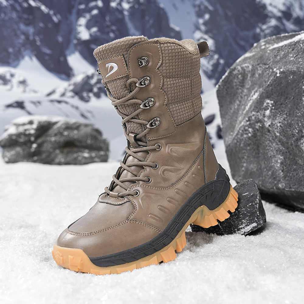 Botas de Invierno Impermeables para Hombre, Antideslizantes, Forradas de Piel Cálida, de Caña Alta, para Senderismo y Trabajo en Clima Frío