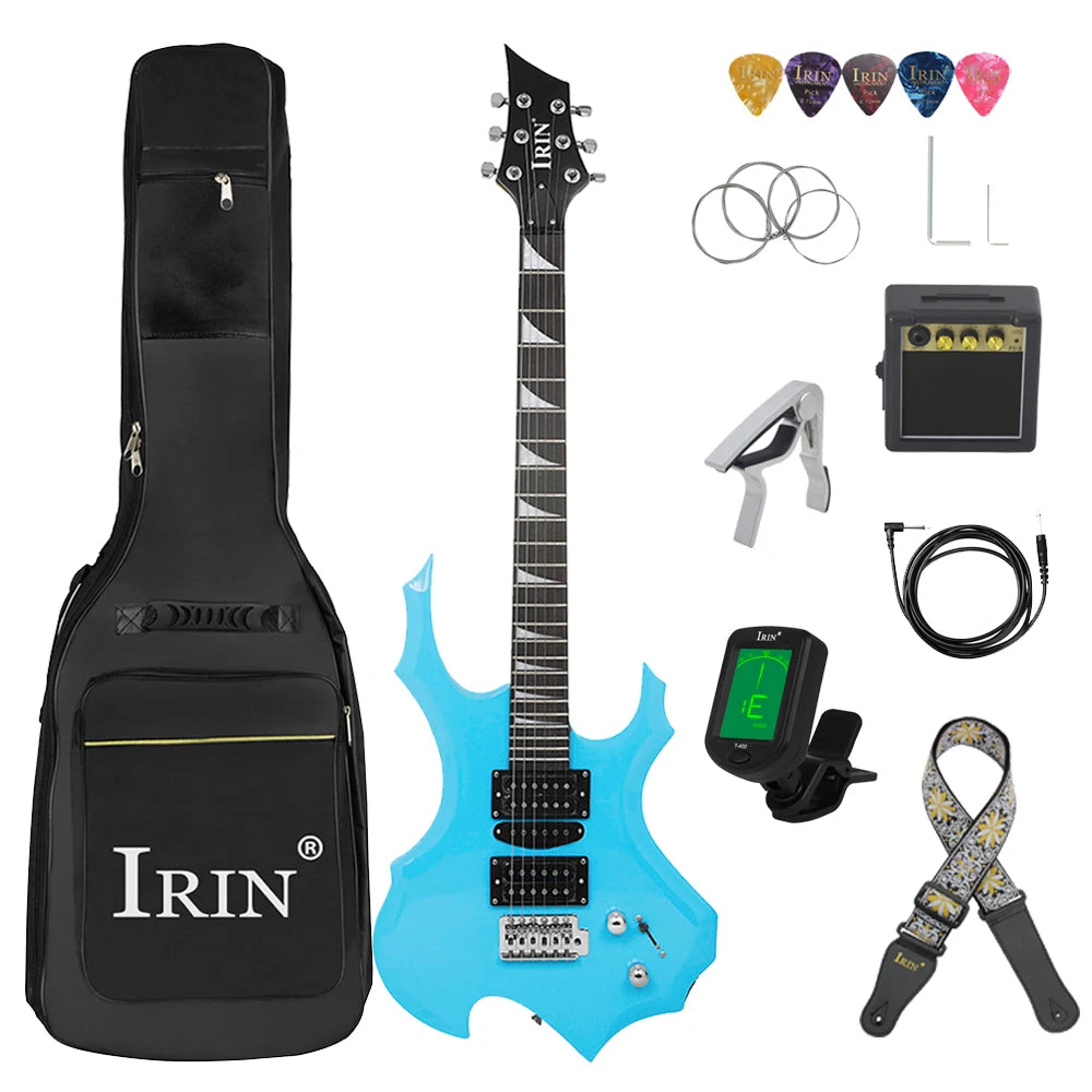 IRIN-Guitarra eléctrica de 6 cuerdas, 24 trastes, cuerpo de arce, juego de Guitarra eléctrica con bolsa, sintonizador de amplificador, púas de correa, Mini accesorios para Guitarra