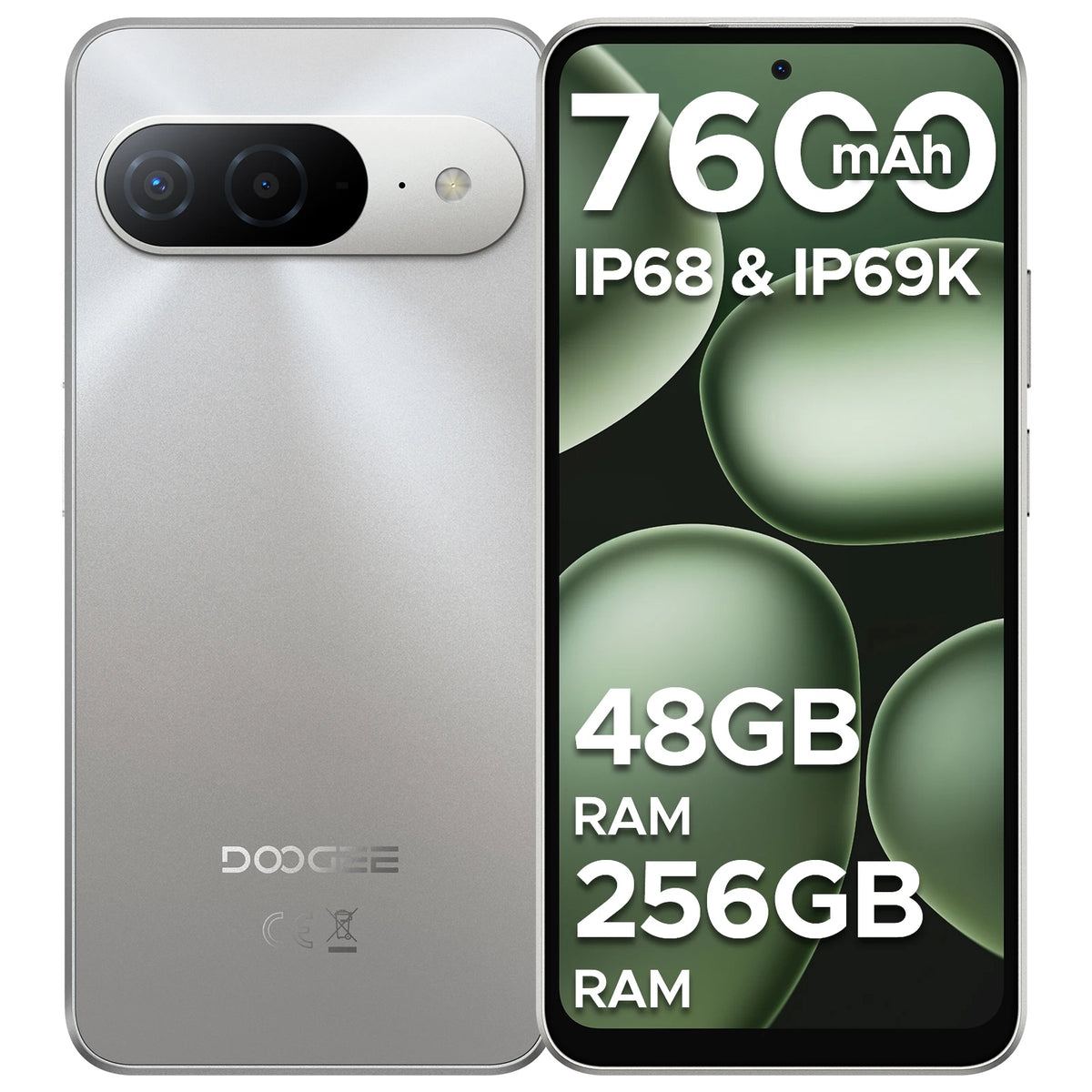 Smartphone DOOGEE B10 Android 16 48GB+256GB IP68 Pantalla FHD de 6,63” 120Hz Helio G100 Batería grande de 7600mAh Cámara de 64MP Teléfono móvil