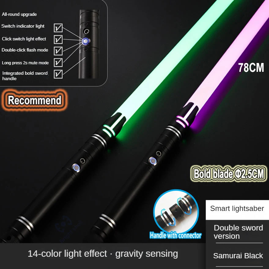 Juguete de espada láser de metal, sable de luz RGB con 7 colores, sonido, efectos Force FX, FOC Blaster, espada láser Jedi para niños, regalo