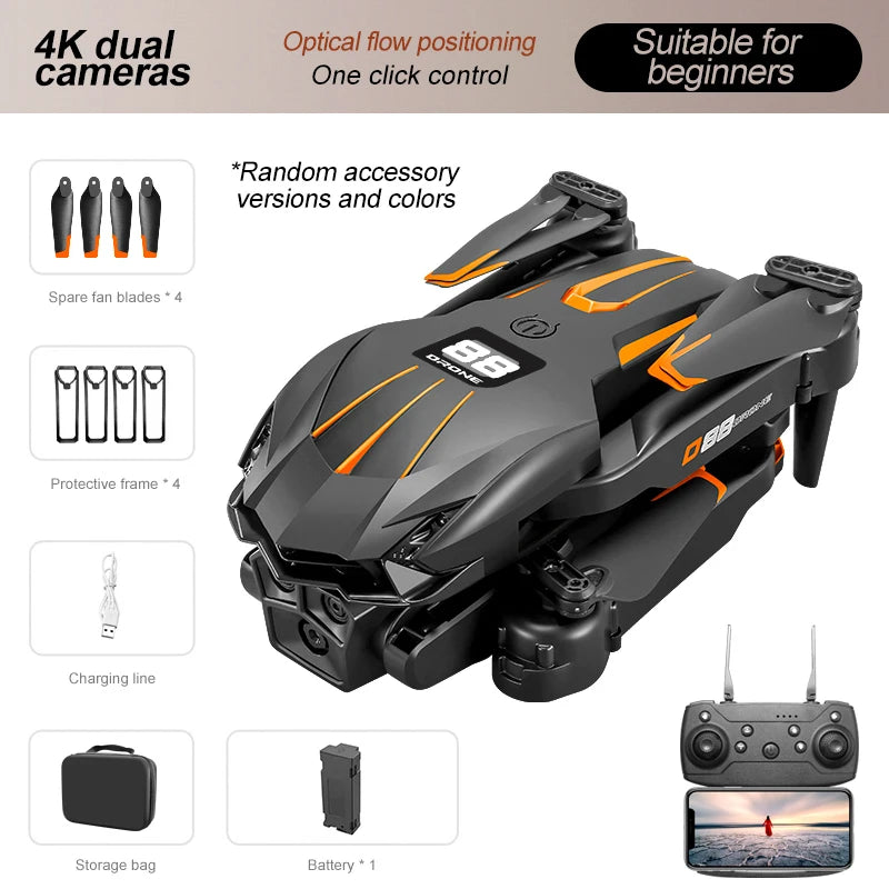 Dron RC gris con kit de accesorios: hélices, marco protector y bolsa de transporte