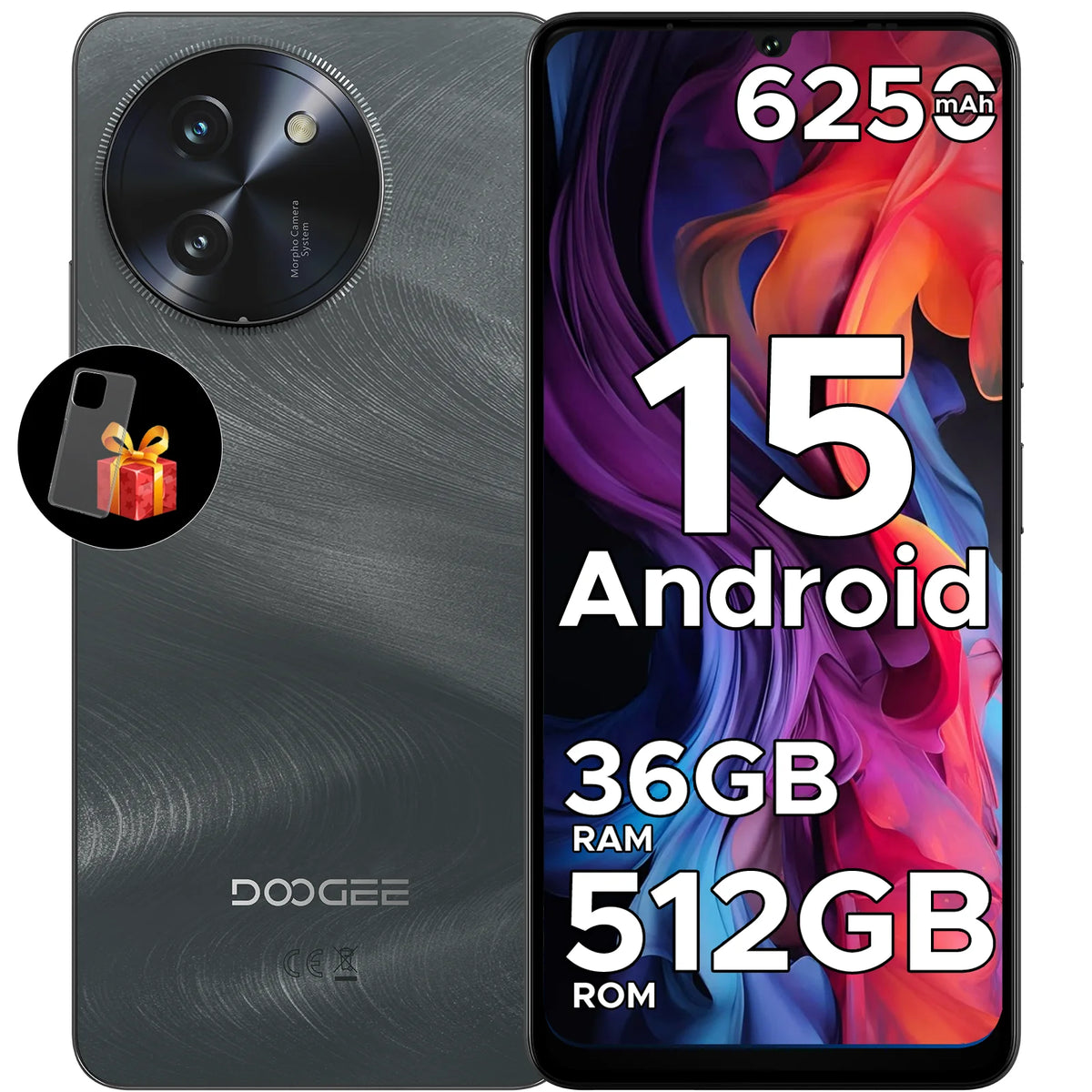 Smartphone DOOGEE Note59 Pro+ 5G 36GB 512GB 6.75" HD+ 120Hz UNISOC T8200 Cámara de 50MP Batería de 6250mAh Android 15 NFC Teléfono Móvil